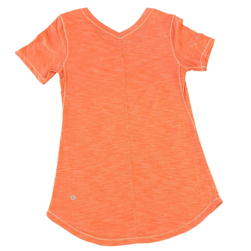 Lululemon Athletica Women Orange Space Dye Short Sleeve Tee Top (1199)